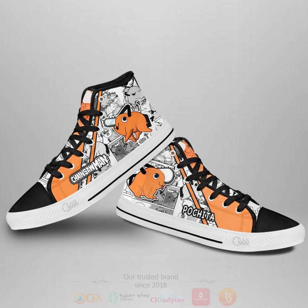 BEST Anime Chainsaw Man Pochita High Top Shoes 4 Anime Chainsaw Man Pochita High Top Canvas Shoes 1 2 3