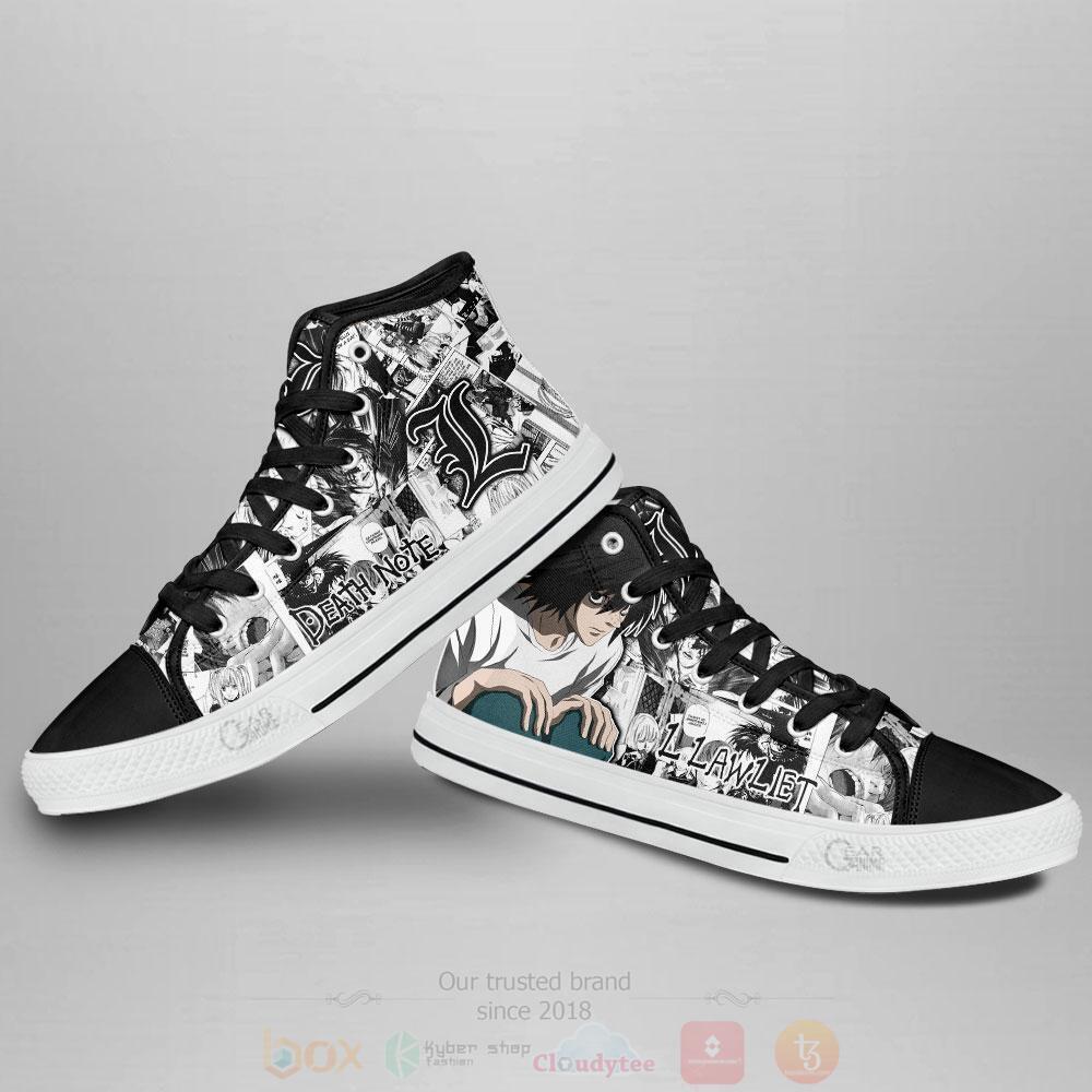 BEST Anime Death Note L Lawliet High Top Shoes 3 Anime Death Note L Lawliet High Top Canvas Shoes 1 2
