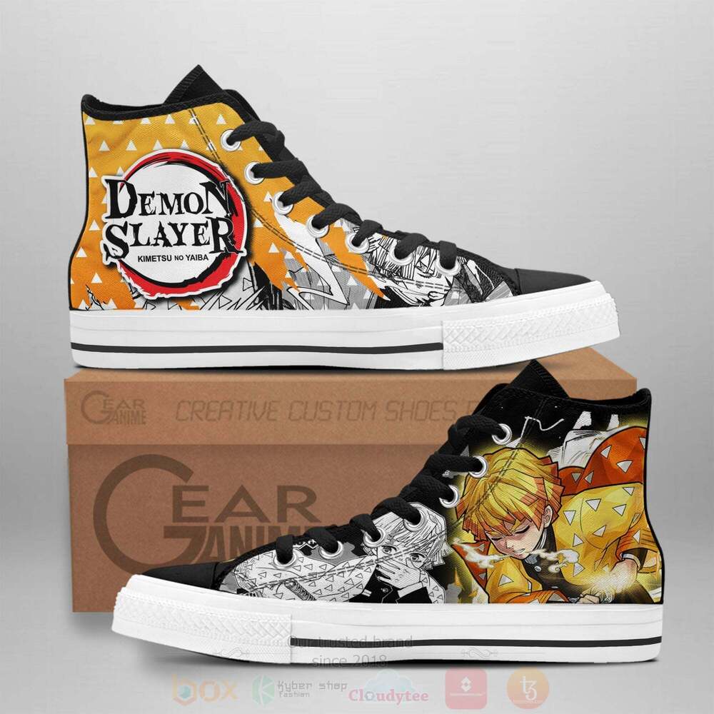 Anime Demon Slayer Agatsuma Zenitsu High Top Canvas Shoes