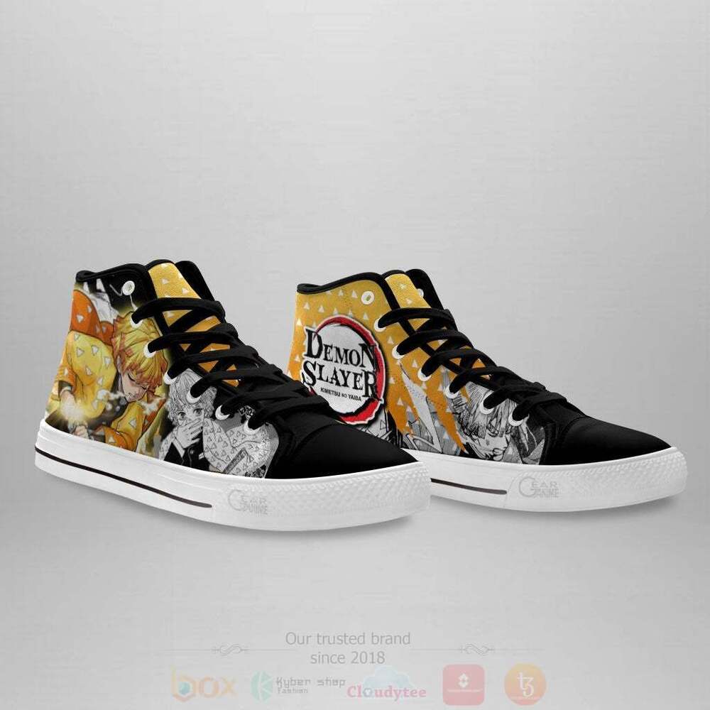 Anime Demon Slayer Agatsuma Zenitsu High Top Canvas Shoes 1