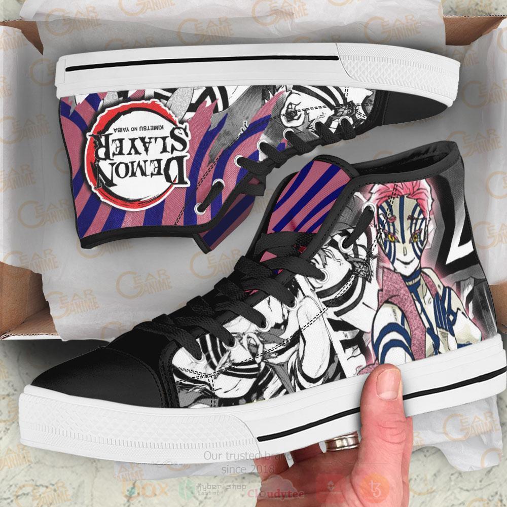BEST Anime Demon Slayer Akaza High Top Shoes 3 Anime Demon Slayer Akaza High Top Canvas Shoes 1 2