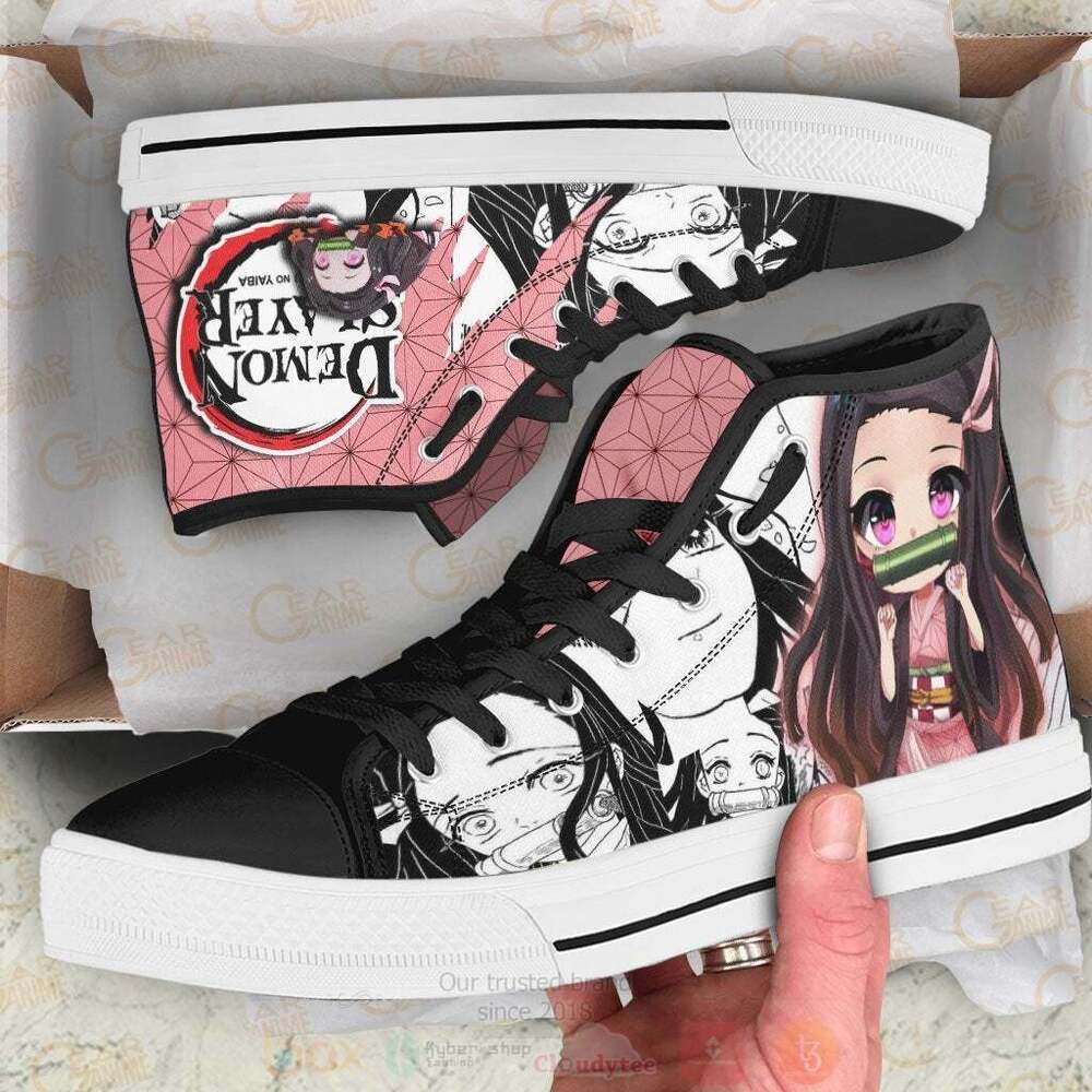 Anime Demon Slayer Cute Nezuko High Top Canvas Shoes 1