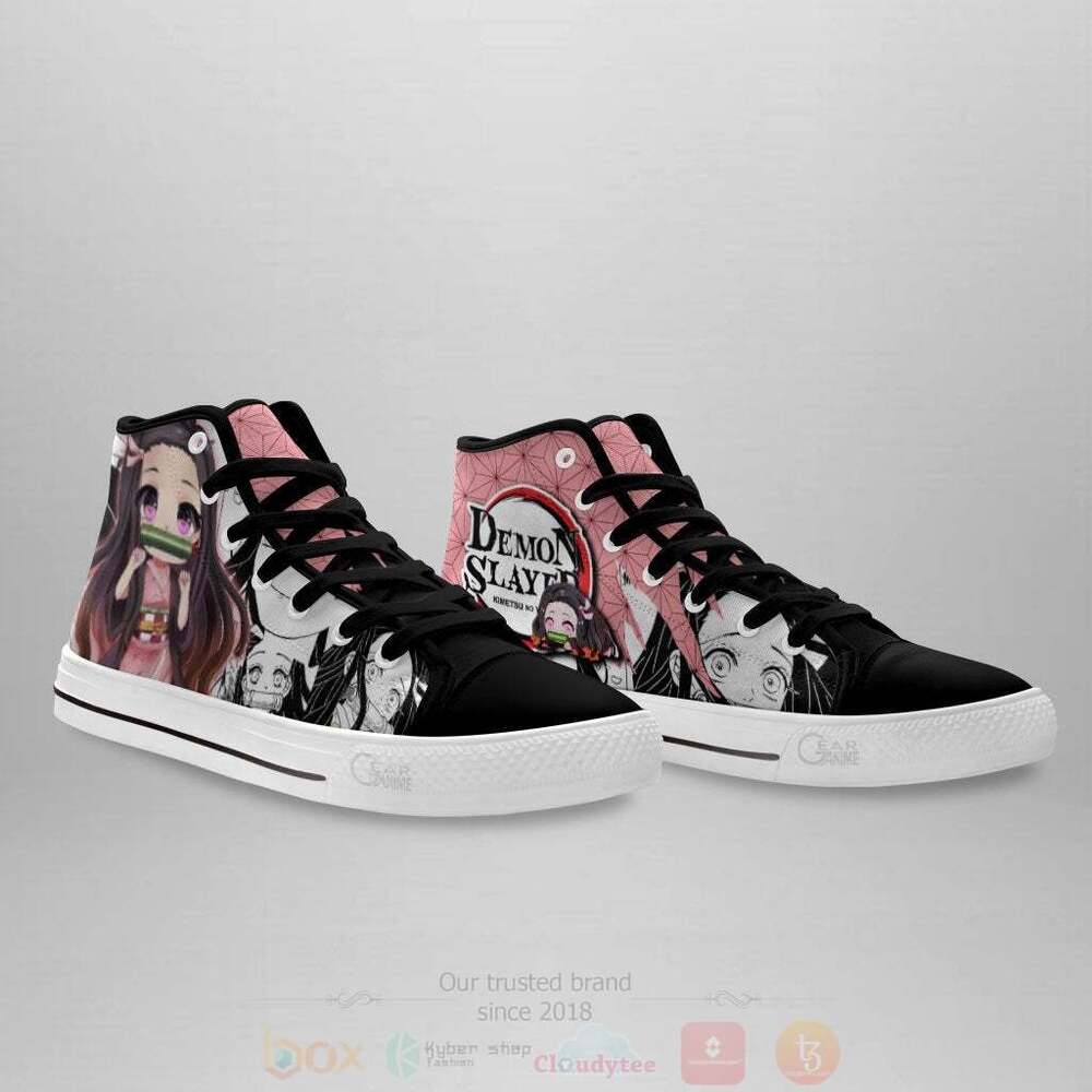 BEST Anime Demon Slayer Cute Nezuko High Top Shoes 3 Anime Demon Slayer Cute Nezuko High Top Canvas Shoes 1 2