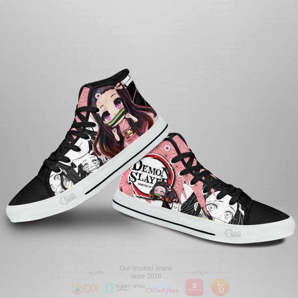 BEST Anime Demon Slayer Cute Nezuko High Top Shoes 4 Anime Demon Slayer Cute Nezuko High Top Canvas Shoes 1 2 3
