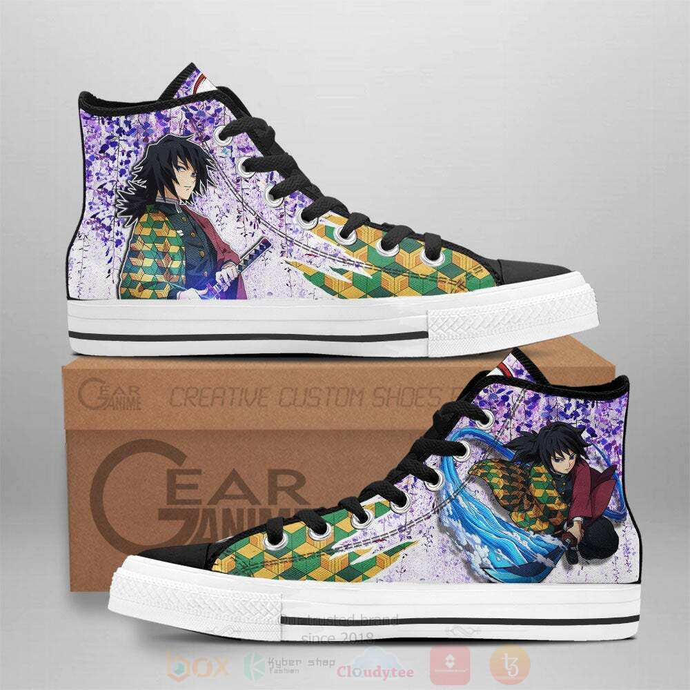 Anime Demon Slayer Giyu Tomioka High Top Canvas Shoes