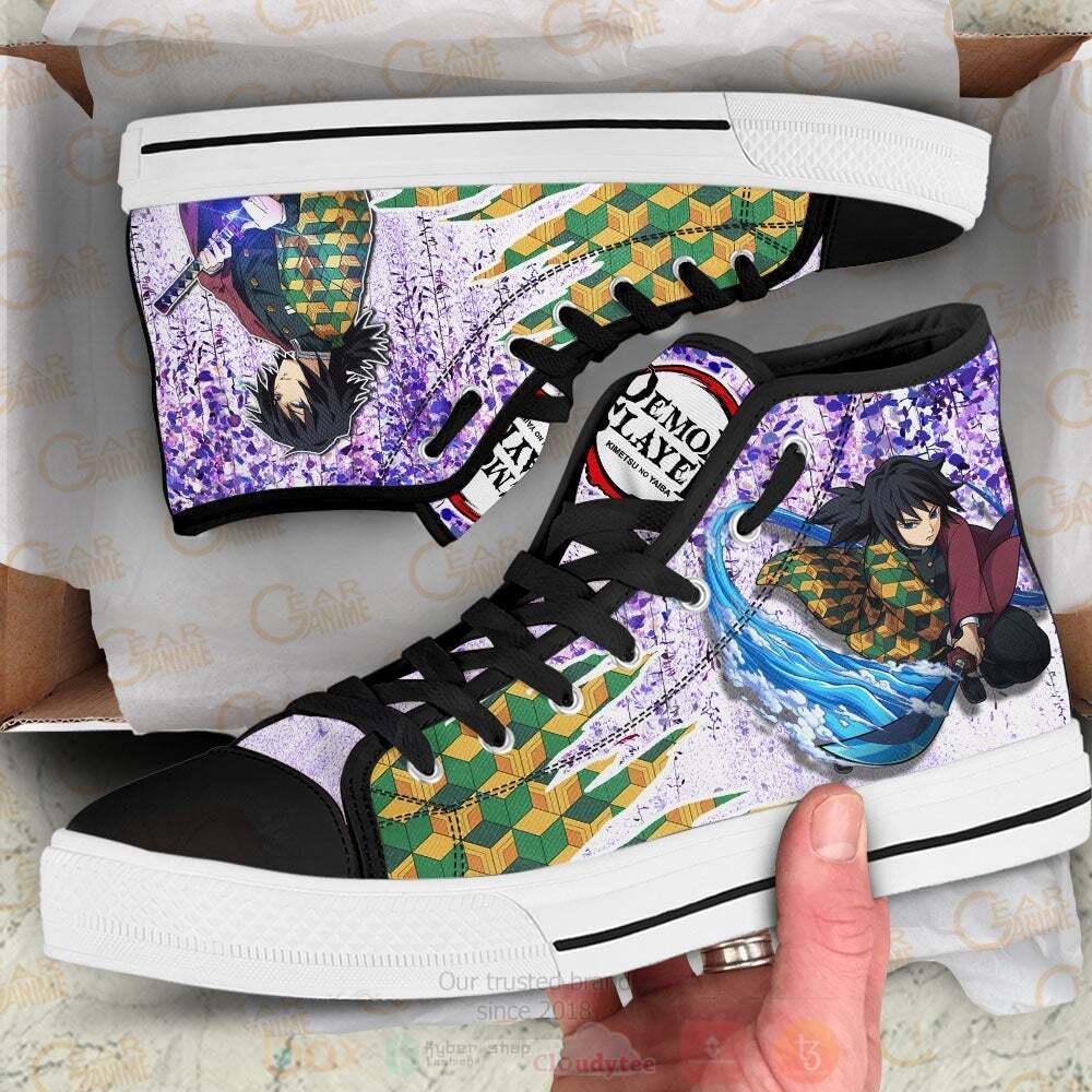 Anime Demon Slayer Giyu Tomioka High Top Canvas Shoes 1