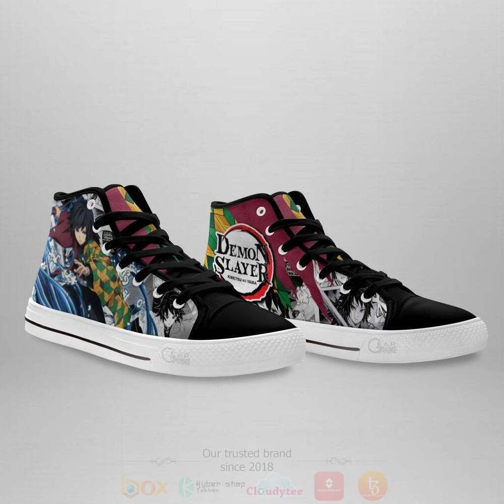 BEST Anime Demon Slayer Giyuu High Top Shoes 3 Anime Demon Slayer Giyuu High Top Canvas Shoes 1 2