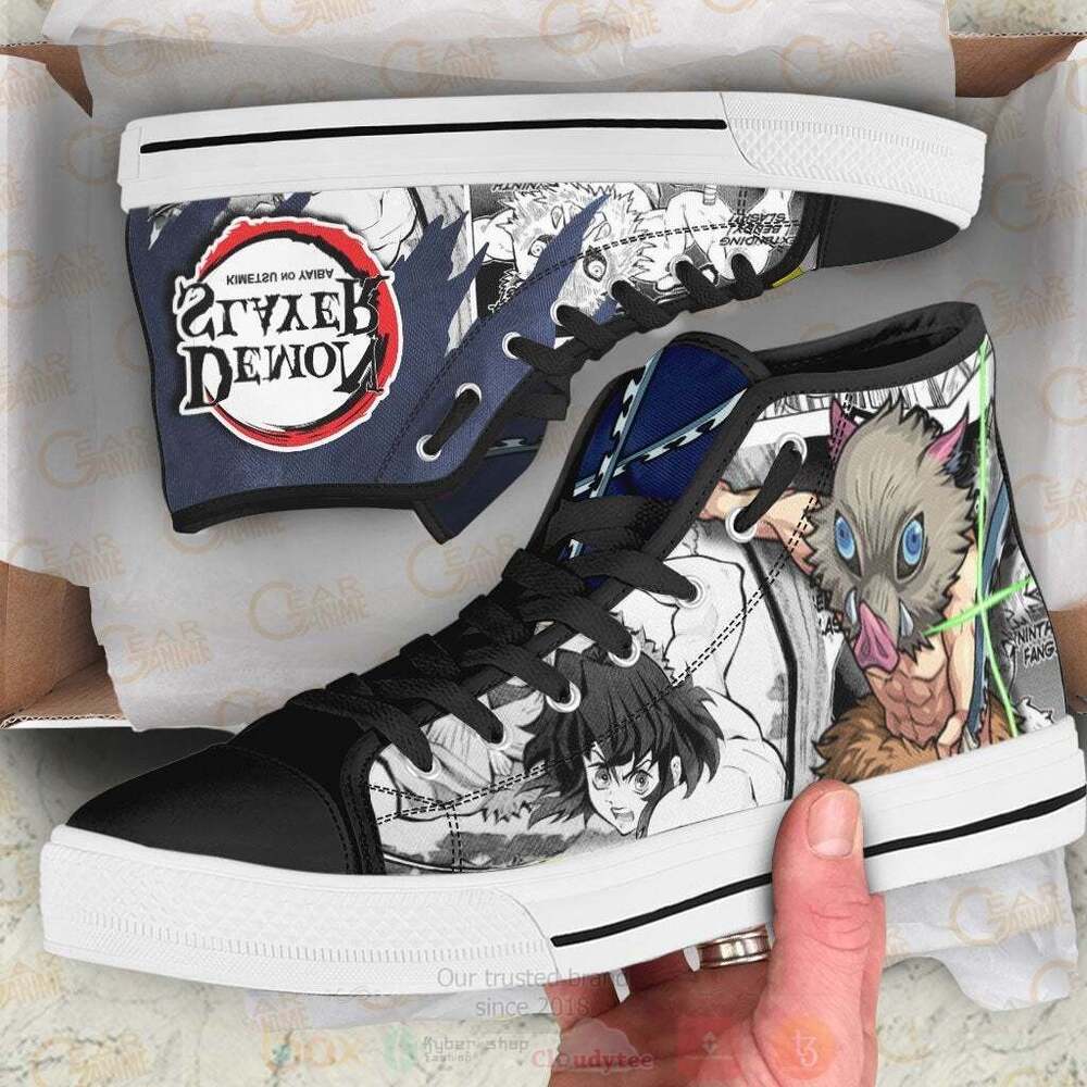Anime Demon Slayer Inosuke High Top Canvas Shoes 1