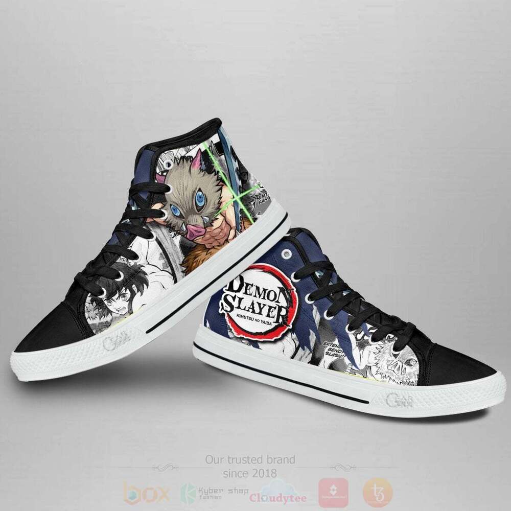 BEST Anime Demon Slayer Inosuke High Top Shoes 3 Anime Demon Slayer Inosuke High Top Canvas Shoes 1 2