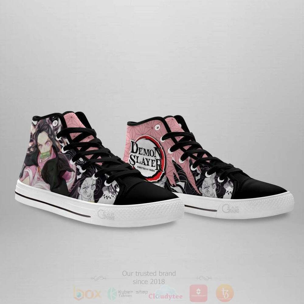 Anime Demon Slayer Kamado Nezuko High Top Canvas Shoes 1
