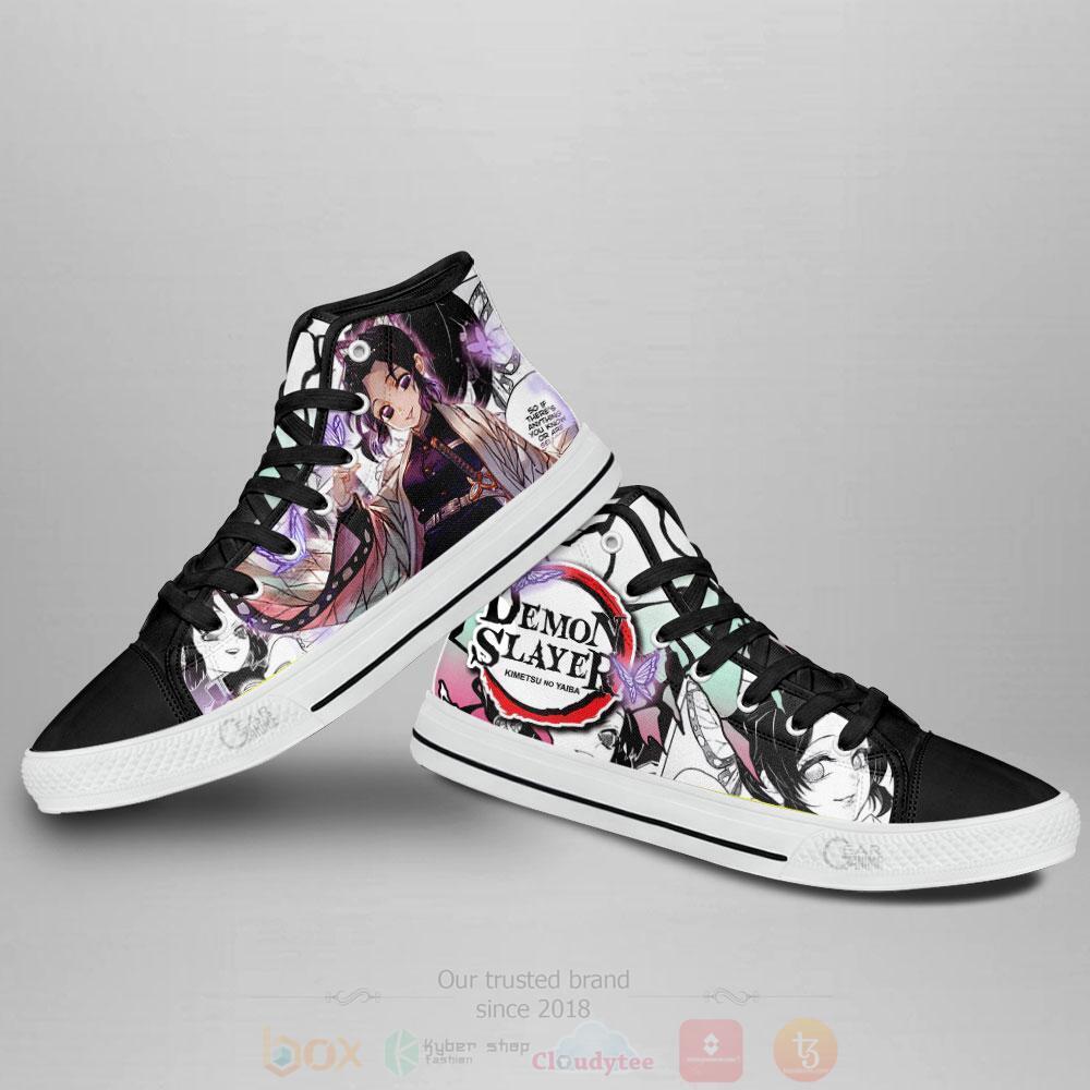 BEST Anime Demon Slayer Kochou Shinobu High Top Shoes 3 Anime Demon Slayer Kochou Shinobu High Top Canvas Shoes 1 2