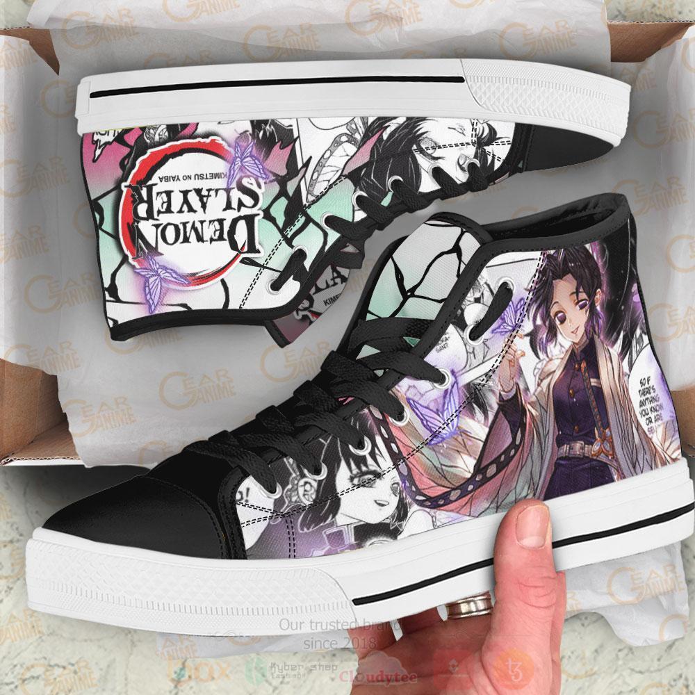 BEST Anime Demon Slayer Kochou Shinobu High Top Shoes 4 Anime Demon Slayer Kochou Shinobu High Top Canvas Shoes 1 2 3