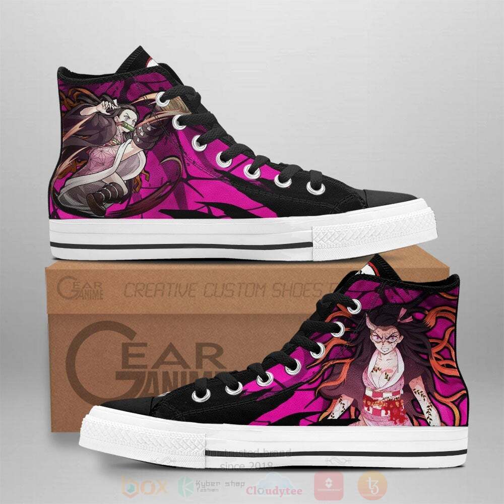 Anime Demon Slayer Nezuko Demon Form High Top Canvas Shoes