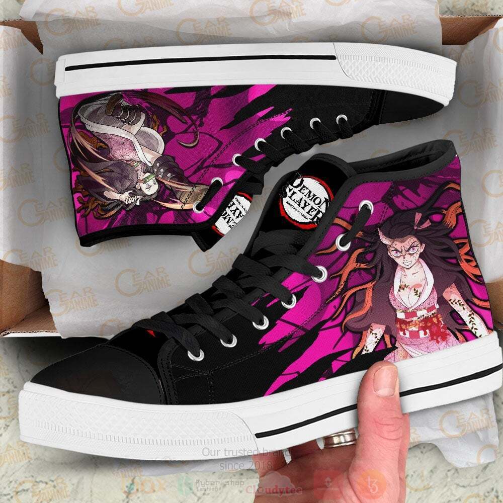 Anime Demon Slayer Nezuko Demon Form High Top Canvas Shoes 1