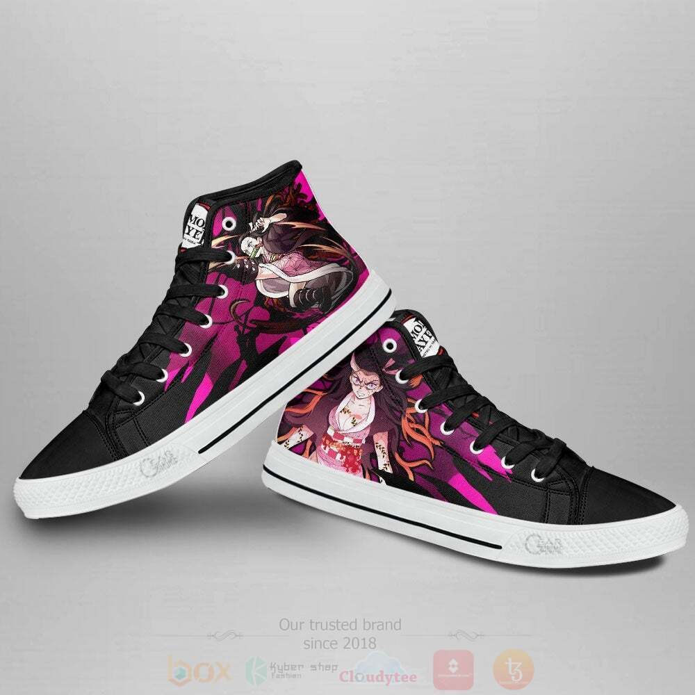 Anime Demon Slayer Nezuko Demon Form High Top Canvas Shoes 1 2