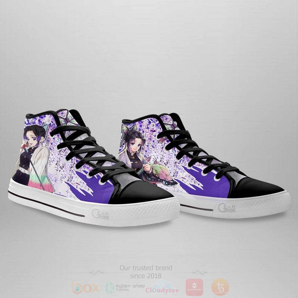 BEST Anime Demon Slayer Shinobu Kocho High Top Shoes 4 Anime Demon Slayer Shinobu Kocho High Top Canvas Shoes 1 2 3