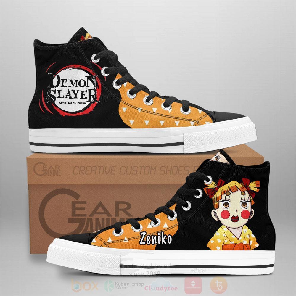 Anime Demon Slayer Zenitsu Zeniko High Top Canvas Shoes