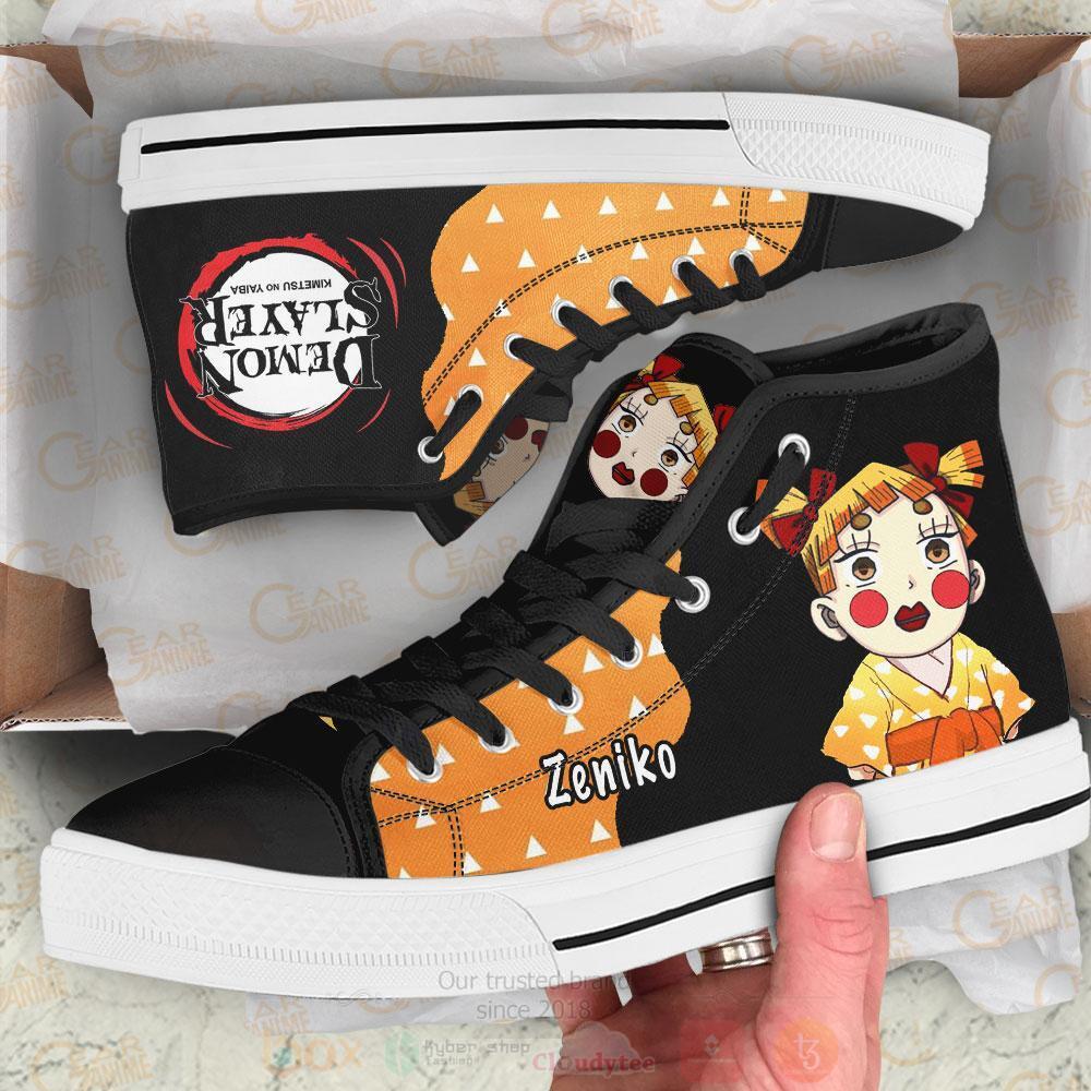 Anime Demon Slayer Zenitsu Zeniko High Top Canvas Shoes 1