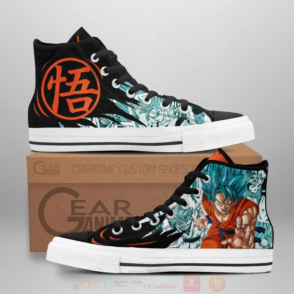Anime Dragon Ball Goku Blue High Top Canvas Shoes