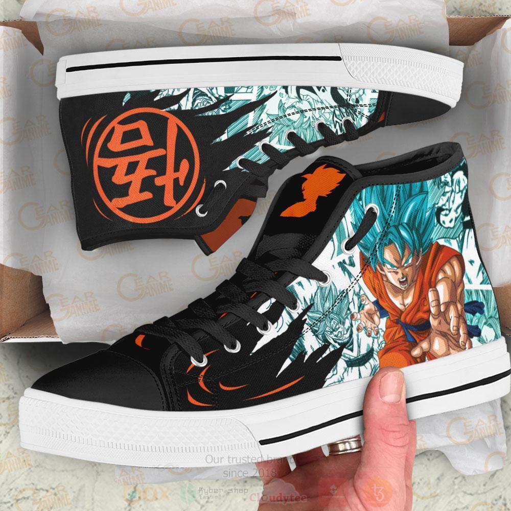 Anime Dragon Ball Goku Blue High Top Canvas Shoes 1