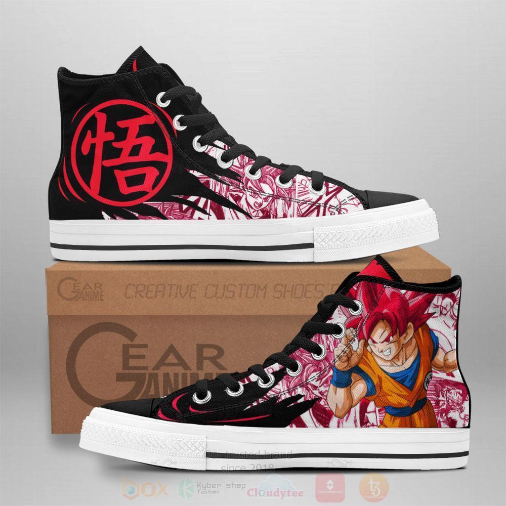 Anime Dragon Ball Goku Saiyan God High Top Canvas Shoes