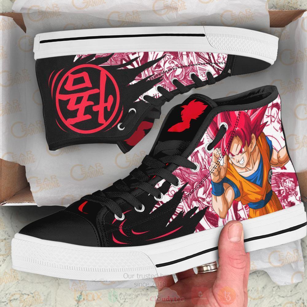 Anime Dragon Ball Goku Saiyan God High Top Canvas Shoes 1