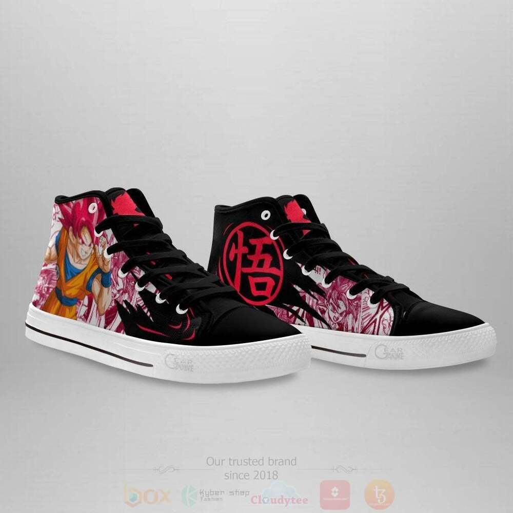 BEST Anime Dragon Ball Goku Saiyan God High Top Shoes 3 Anime Dragon Ball Goku Saiyan God High Top Canvas Shoes 1 2