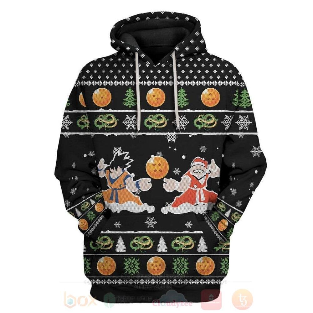 Anime Dragon Ball Son Goku And Santa 3D Hoodie
