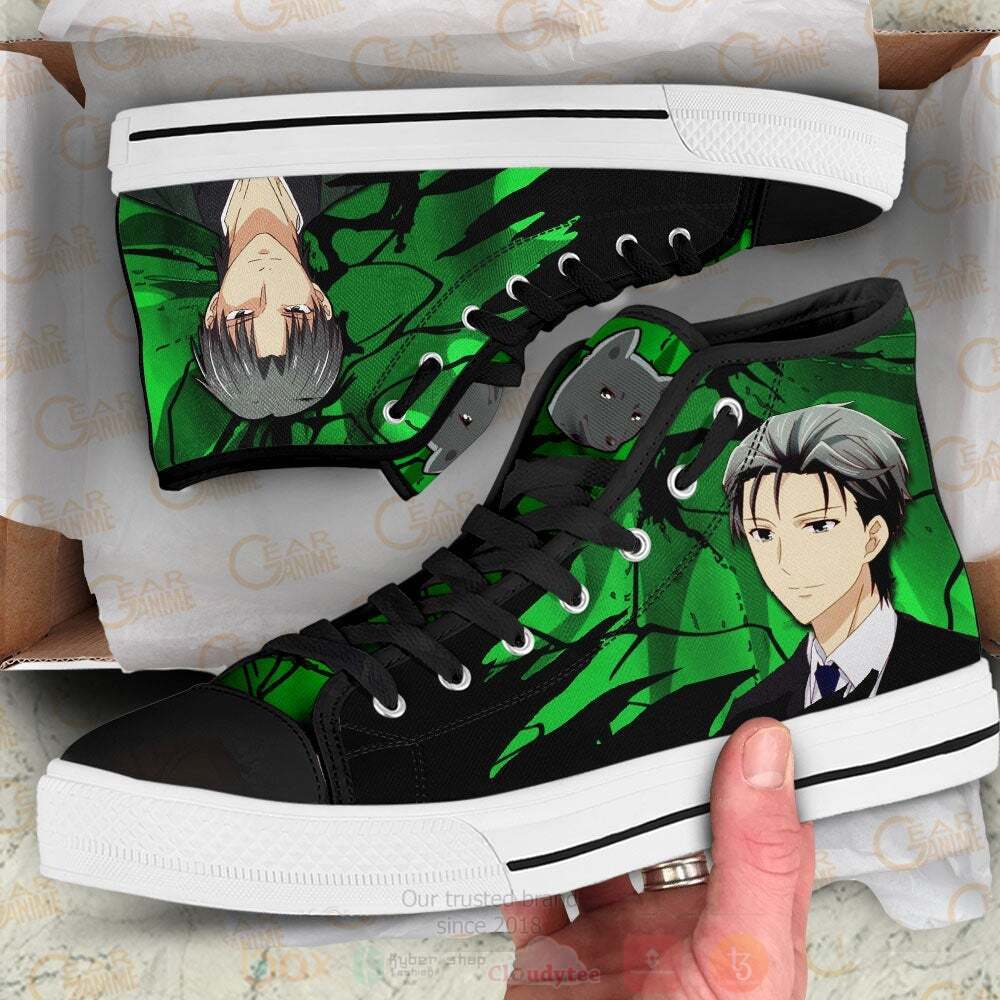 Anime Fruit Basket Hatori Souma Green High Top Canvas Shoes 1