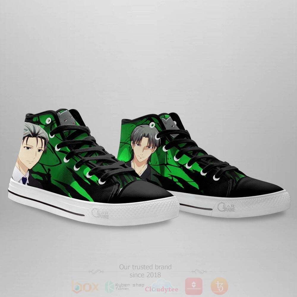 Anime Fruit Basket Hatori Souma Green High Top Canvas Shoes 1 2
