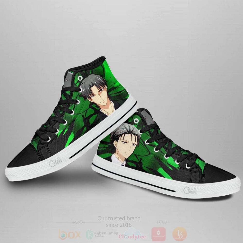 Anime Fruit Basket Hatori Souma Green High Top Canvas Shoes 1 2 3