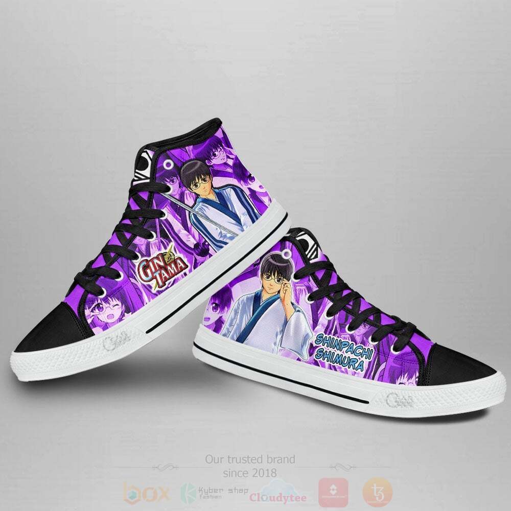 BEST Anime Gintama Shinpachi Shimura High Top Shoes 4 Anime Gintama Shinpachi Shimura High Top Canvas Shoes 1 2 3