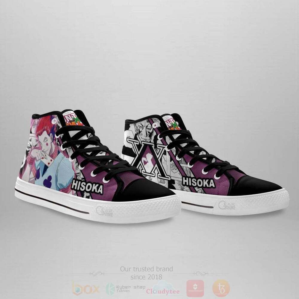 BEST Anime Hunter X Hunter Hisoka Magician High Top Shoes 3 Anime Hunter X Hunter Hisoka Magician High Top Canvas Shoes 1 2