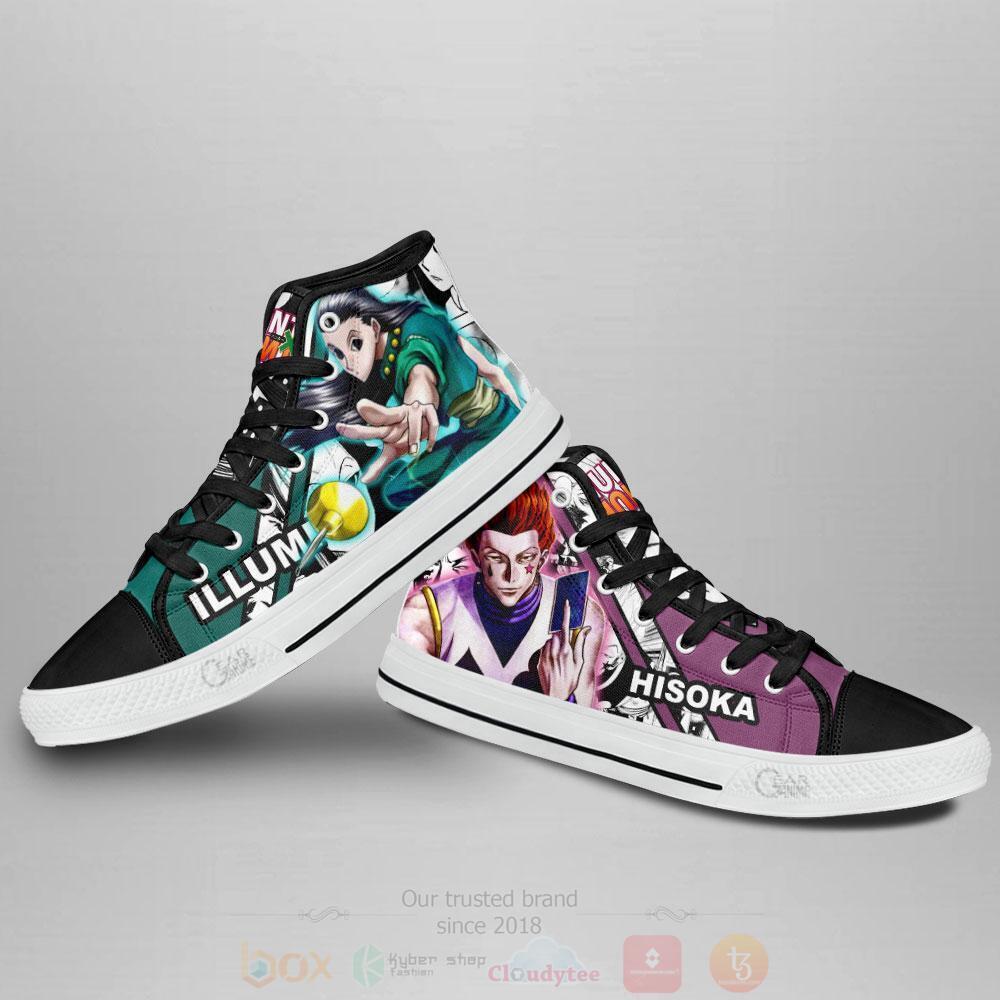 BEST Anime Hunter X Hunter Illumi and Hisoka High Top Shoes 4 Anime Hunter X Hunter Illumi and Hisoka High Top Canvas Shoes 1 2 3