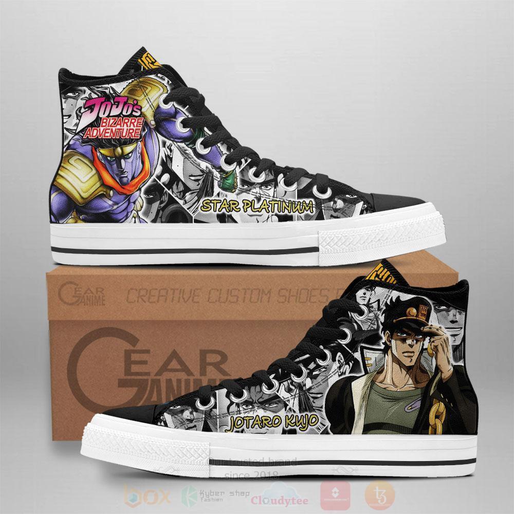 Anime Jojos Birraze Adventure Jotaro Kujo High Top Canvas Shoes