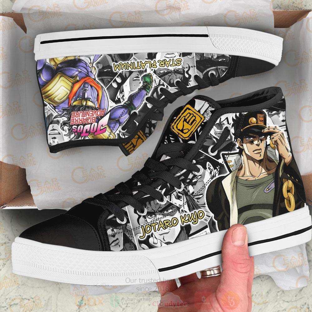 Anime Jojos Birraze Adventure Jotaro Kujo High Top Canvas Shoes 1