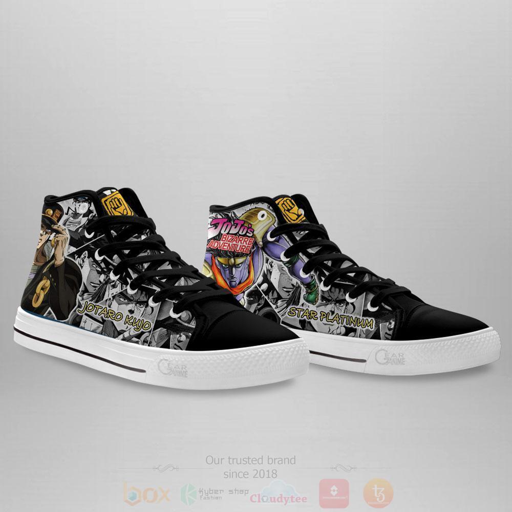 BEST Anime Jojo's Birraze Adventure Jotaro Kujo High Top Shoes 3 Anime Jojos Birraze Adventure Jotaro Kujo High Top Canvas Shoes 1 2