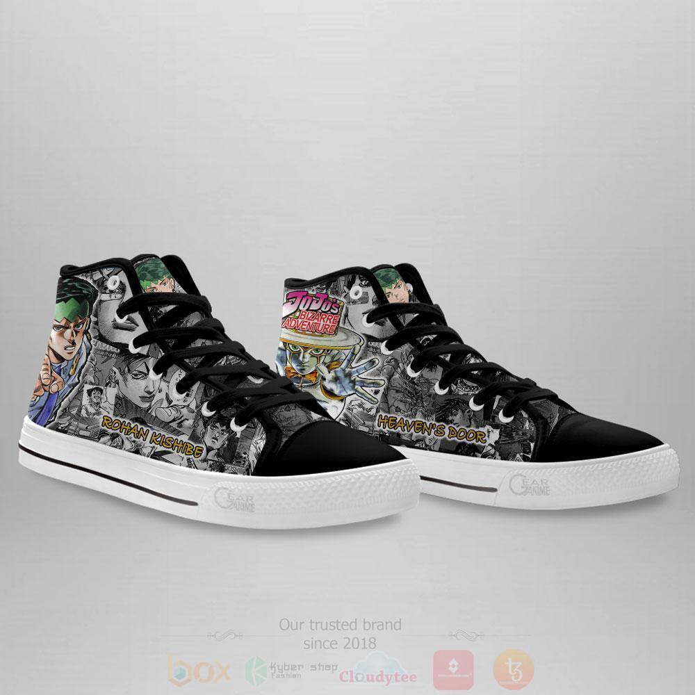 BEST Anime Jojo's Birraze Adventure Rohan Kishibe High Top Shoes 3 Anime Jojos Birraze Adventure Rohan Kishibe High Top Canvas Shoes 1 2