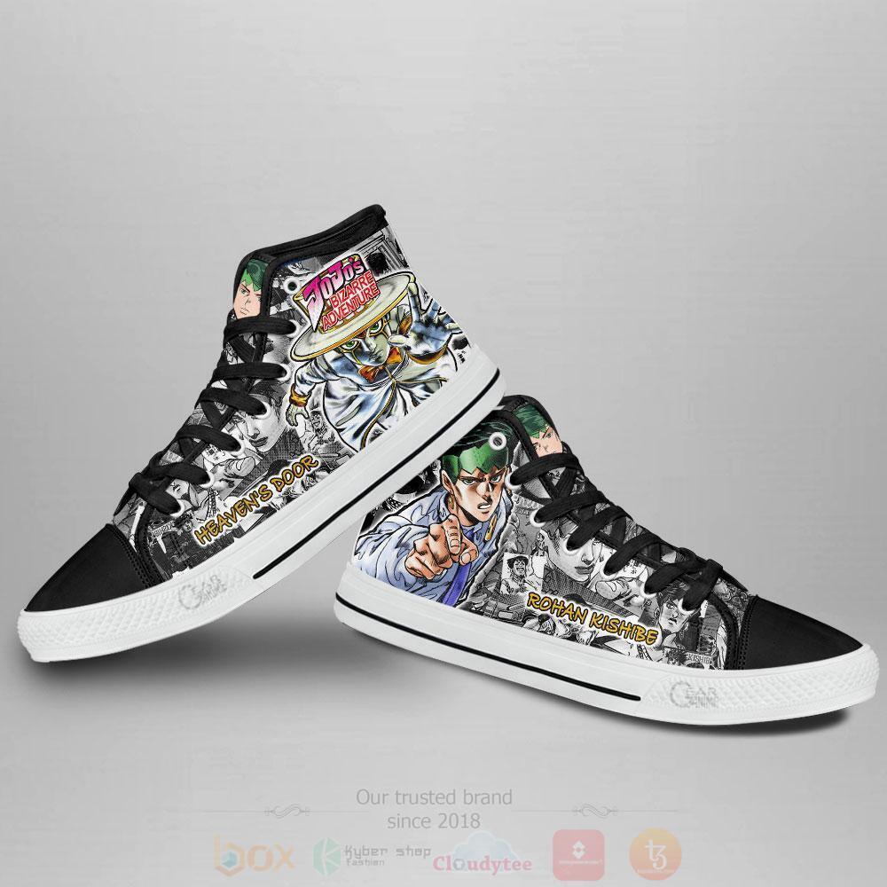 BEST Anime Jojo's Birraze Adventure Rohan Kishibe High Top Shoes 4 Anime Jojos Birraze Adventure Rohan Kishibe High Top Canvas Shoes 1 2 3