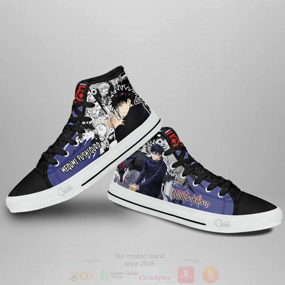 BEST Anime Jujutsu Kaisen Megumi Fushiguro High Top Shoes 3 Anime Jujutsu Kaisen Megumi Fushiguro High Top Canvas Shoes 1 2