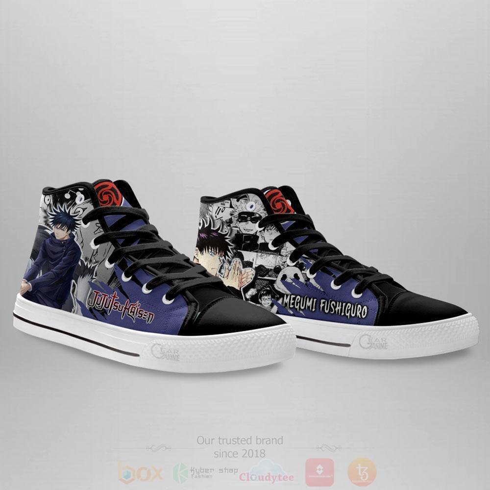 BEST Anime Jujutsu Kaisen Megumi Fushiguro High Top Shoes 4 Anime Jujutsu Kaisen Megumi Fushiguro High Top Canvas Shoes 1 2 3