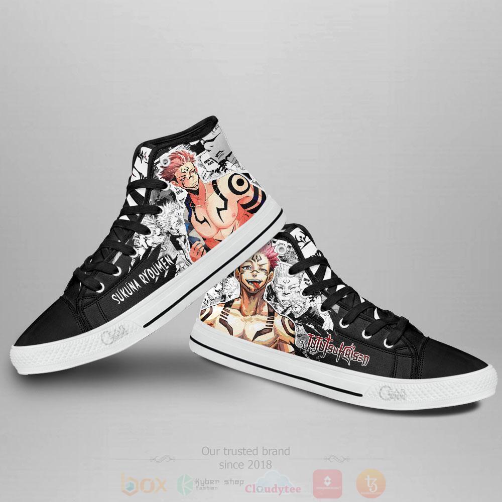 BEST Anime Jujutsu Kaisen Sukuna Ryoumen High Top Shoes 3 Anime Jujutsu Kaisen Sukuna Ryoumen High Top Canvas Shoes 1 2