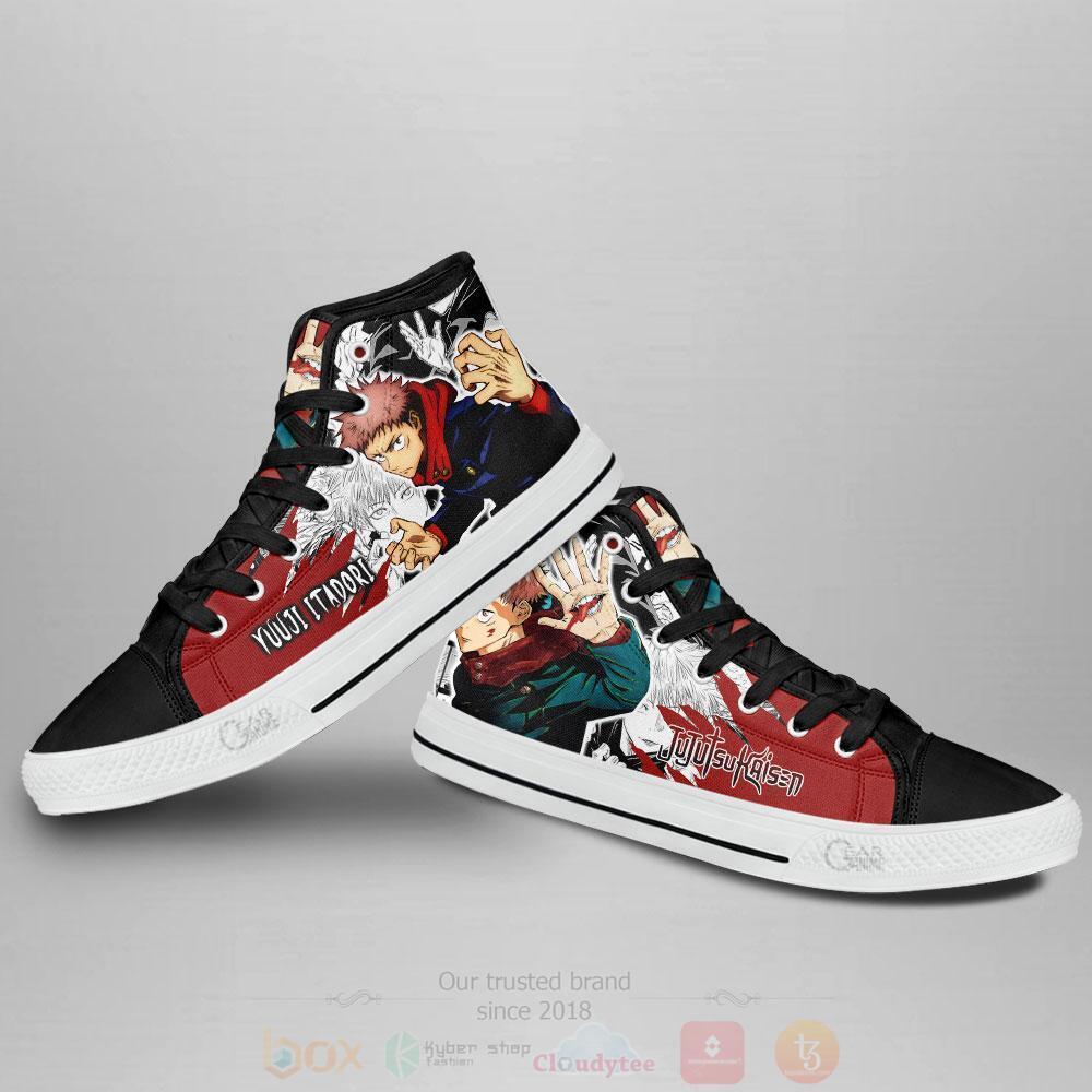 BEST Anime Jujutsu Kaisen Yuuji Itadori High Top Shoes 3 Anime Jujutsu Kaisen Yuuji Itadori High Top Canvas Shoes 1 2