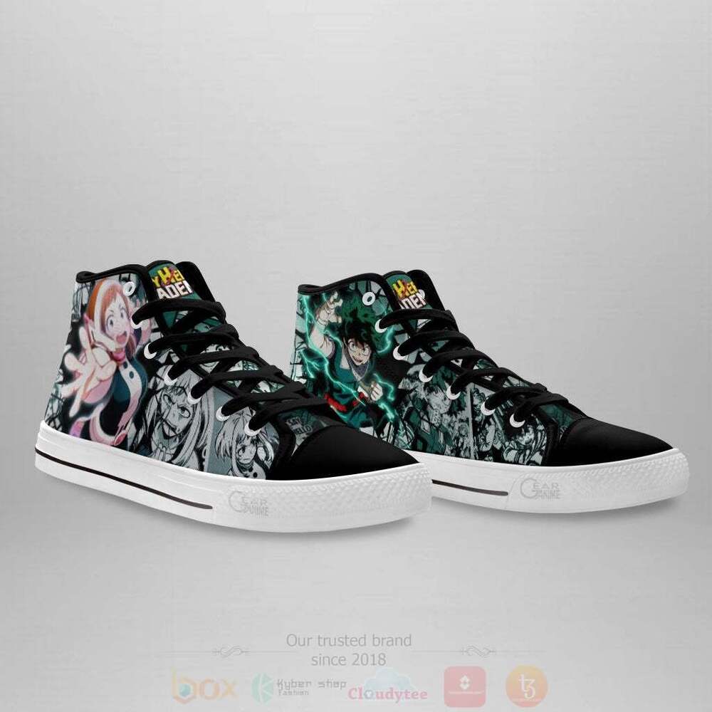 Anime My Hero Academia Deku Uraraka High Top Canvas Shoes 1 2 3