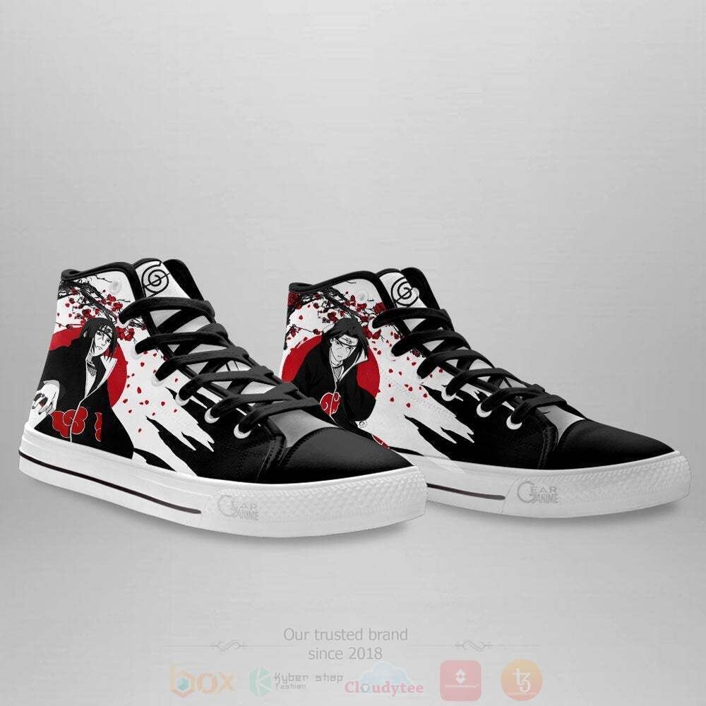 BEST Anime Naruto Itachi Uchiha High Top Shoes 3 Anime Naruto Itachi Uchiha High Top Canvas Shoes 1 2