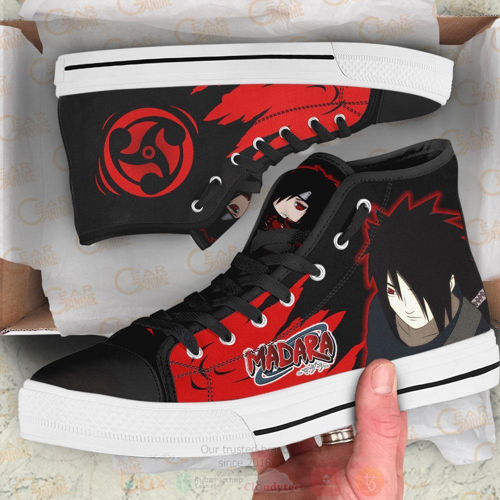 Anime Naruto Madara Uchiha High Top Canvas Shoes 1