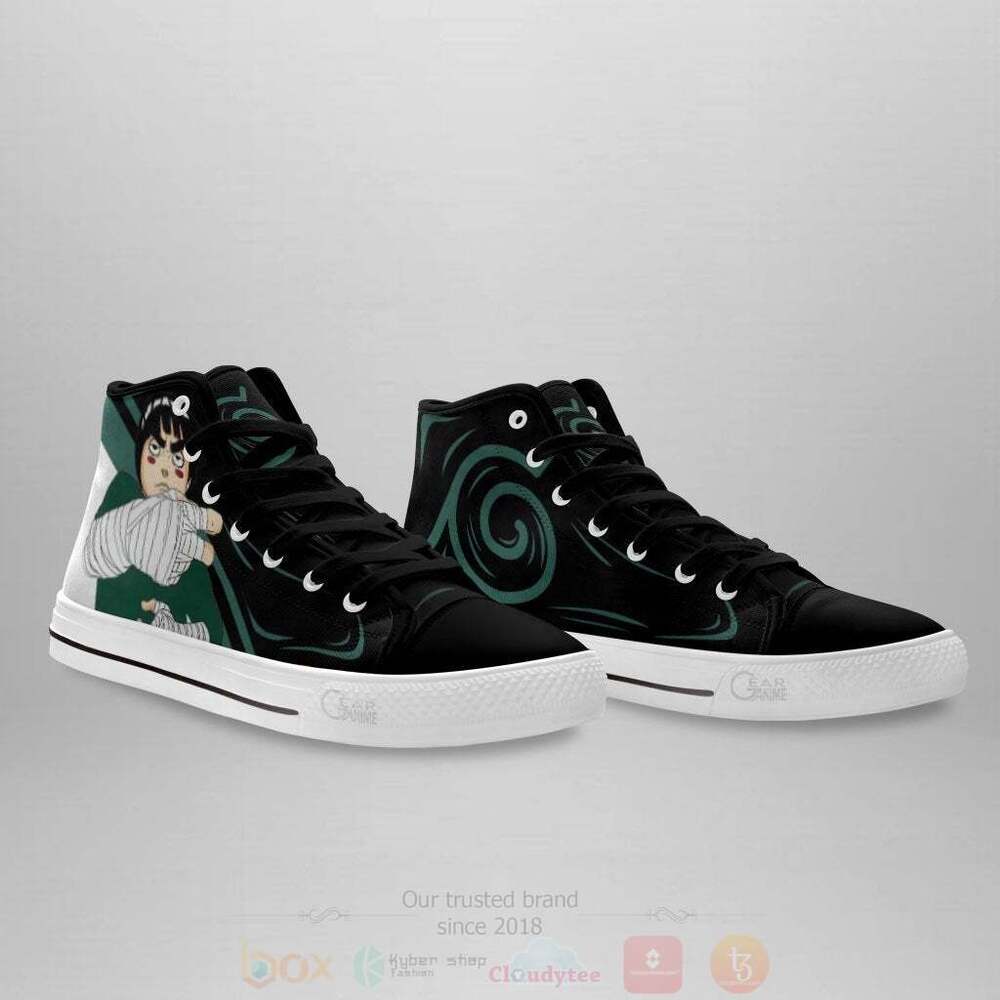 Anime Naruto Rock Lee Drunken High Top Canvas Shoes 1