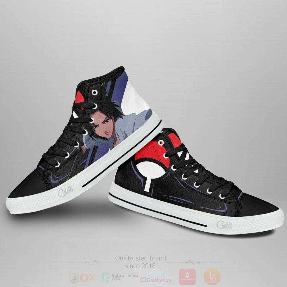 BEST Anime Naruto Uchiha Sasuke High Top Shoes 3 Anime Naruto Uchiha Sasuke High Top Canvas Shoes 1 2