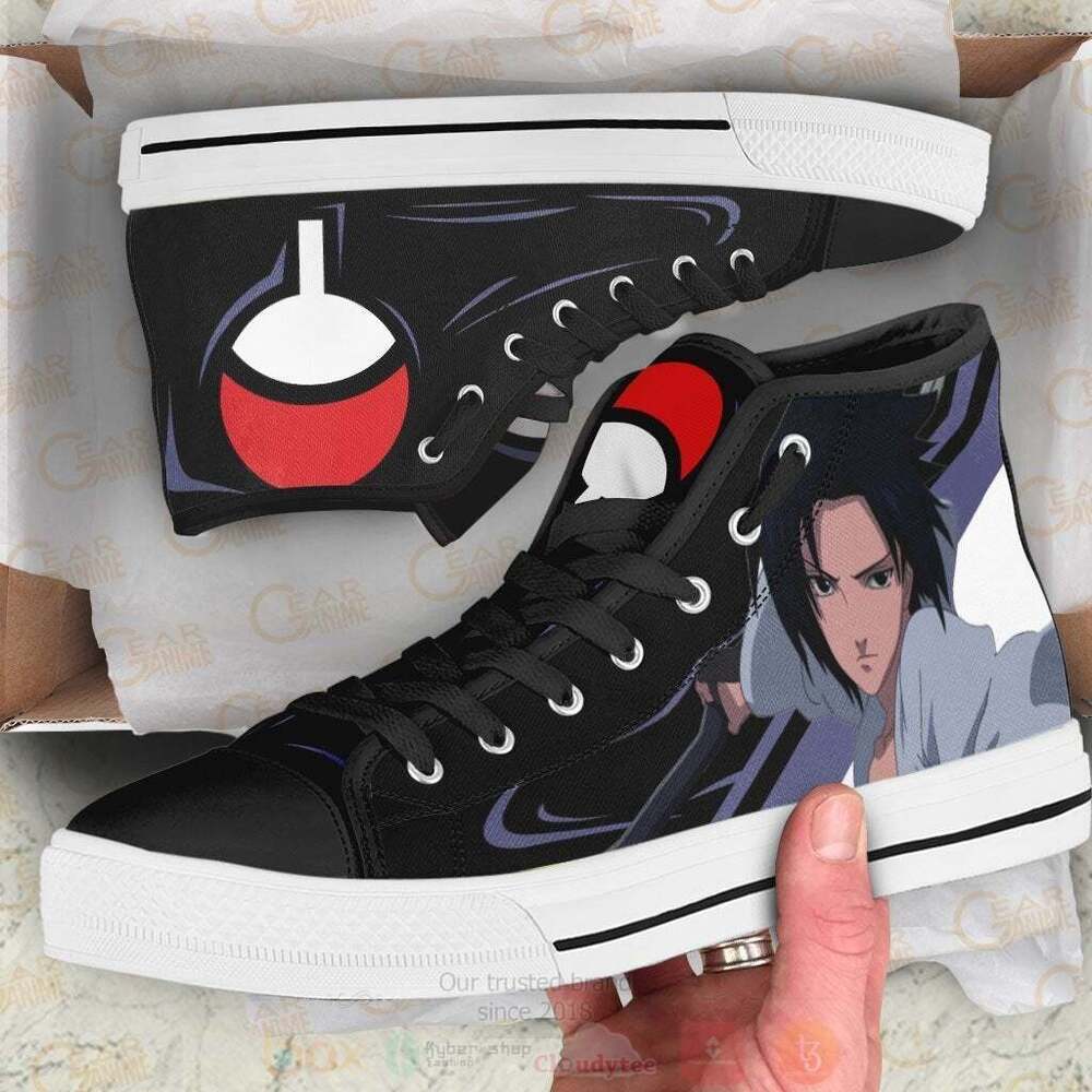 BEST Anime Naruto Uchiha Sasuke High Top Shoes 4 Anime Naruto Uchiha Sasuke High Top Canvas Shoes 1 2 3