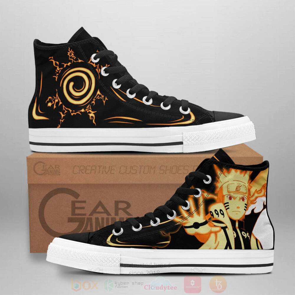 Anime Naruto Uzumaki Bijuu Mode High Top Canvas Shoes